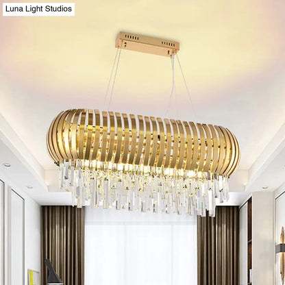DecorBites™ Postmodern 16-Light Gold Island Chandelier with Crystal Icicles