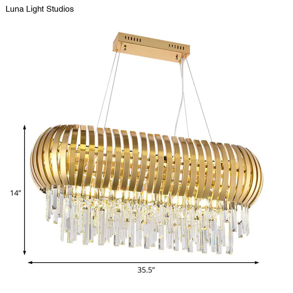 DecorBites™ Postmodern 16-Light Gold Island Chandelier with Crystal Icicles