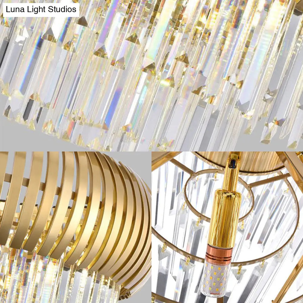 DecorBites™ Postmodern 16-Light Gold Island Chandelier with Crystal Icicles