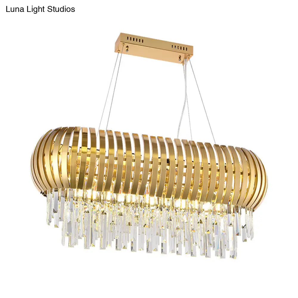 DecorBites™ Postmodern 16-Light Gold Island Chandelier with Crystal Icicles