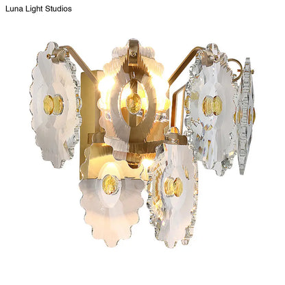 DecorBites™ Postmodern 2-Light Wall Sconce with Clear Crystal and Green/Gold Gem Accent
