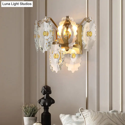 DecorBites™ Postmodern 2-Light Wall Sconce with Clear Crystal and Green/Gold Gem Accent