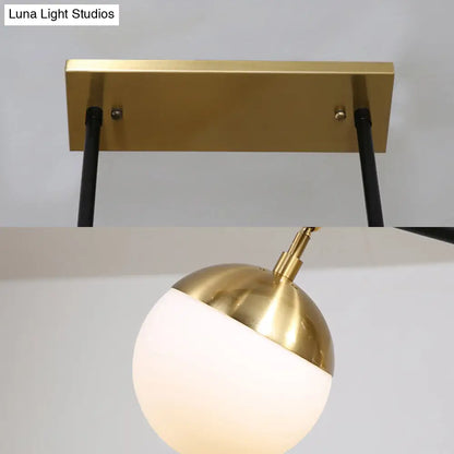 DecorBites™ Postmodern 6-Light Black Island Ceiling Light with Opal Glass Shades