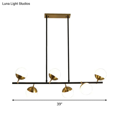 DecorBites™ Postmodern 6-Light Black Island Ceiling Light with Opal Glass Shades