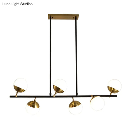DecorBites™ Postmodern 6-Light Black Island Ceiling Light with Opal Glass Shades