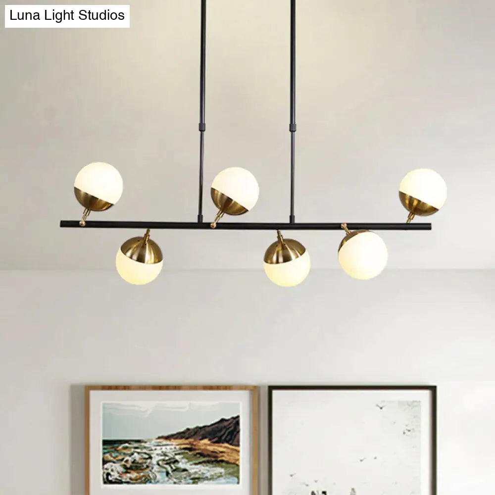 DecorBites™ Postmodern 6-Light Black Island Ceiling Light with Opal Glass Shades
