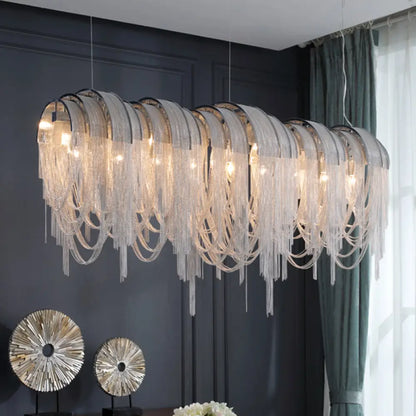 DecorBites™ Postmodern Aluminum Tassel Pendant Lighting with 10 Bulbs - Island Ceiling Light