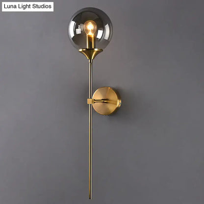 Postmodern amber and smoke grey glass wall sconce bedroom e27 bulb