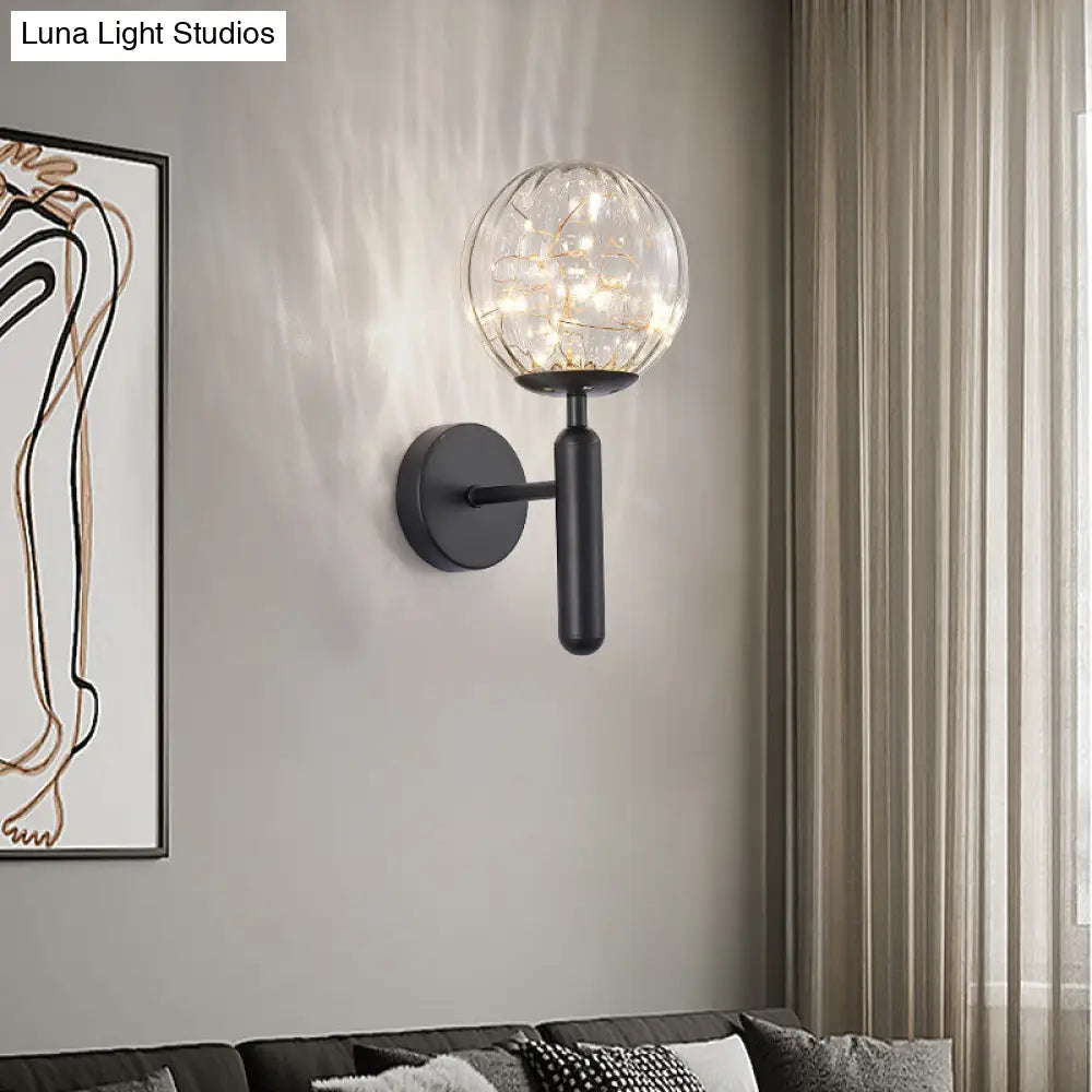 DecorBites™ Postmodern Ball LED Starry Wall Sconce with Glass Shade - Bedroom Wall Lighting