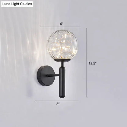 DecorBites™ Postmodern Ball LED Starry Wall Sconce with Glass Shade - Bedroom Wall Lighting