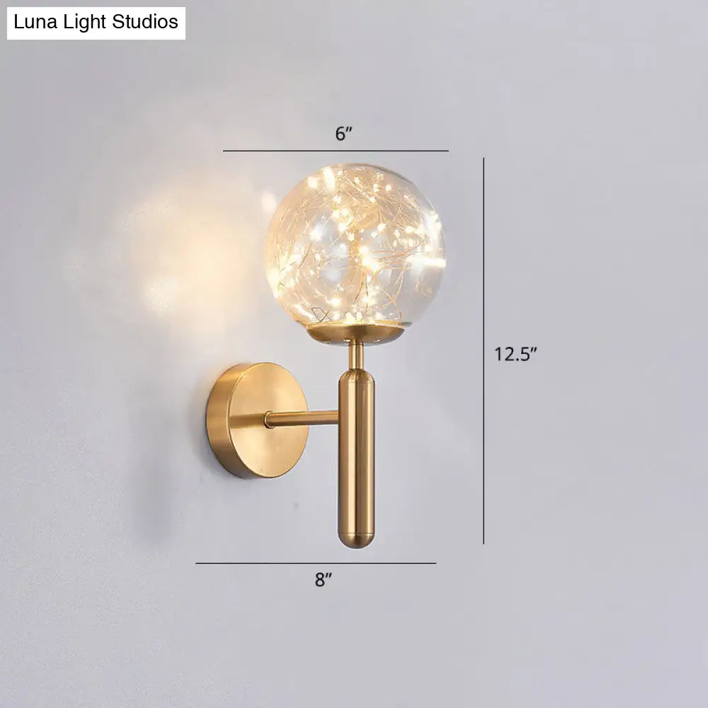 DecorBites™ Postmodern Ball LED Starry Wall Sconce with Glass Shade - Bedroom Wall Lighting