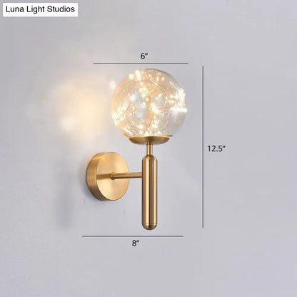 DecorBites™ Postmodern Ball LED Starry Wall Sconce with Glass Shade - Bedroom Wall Lighting