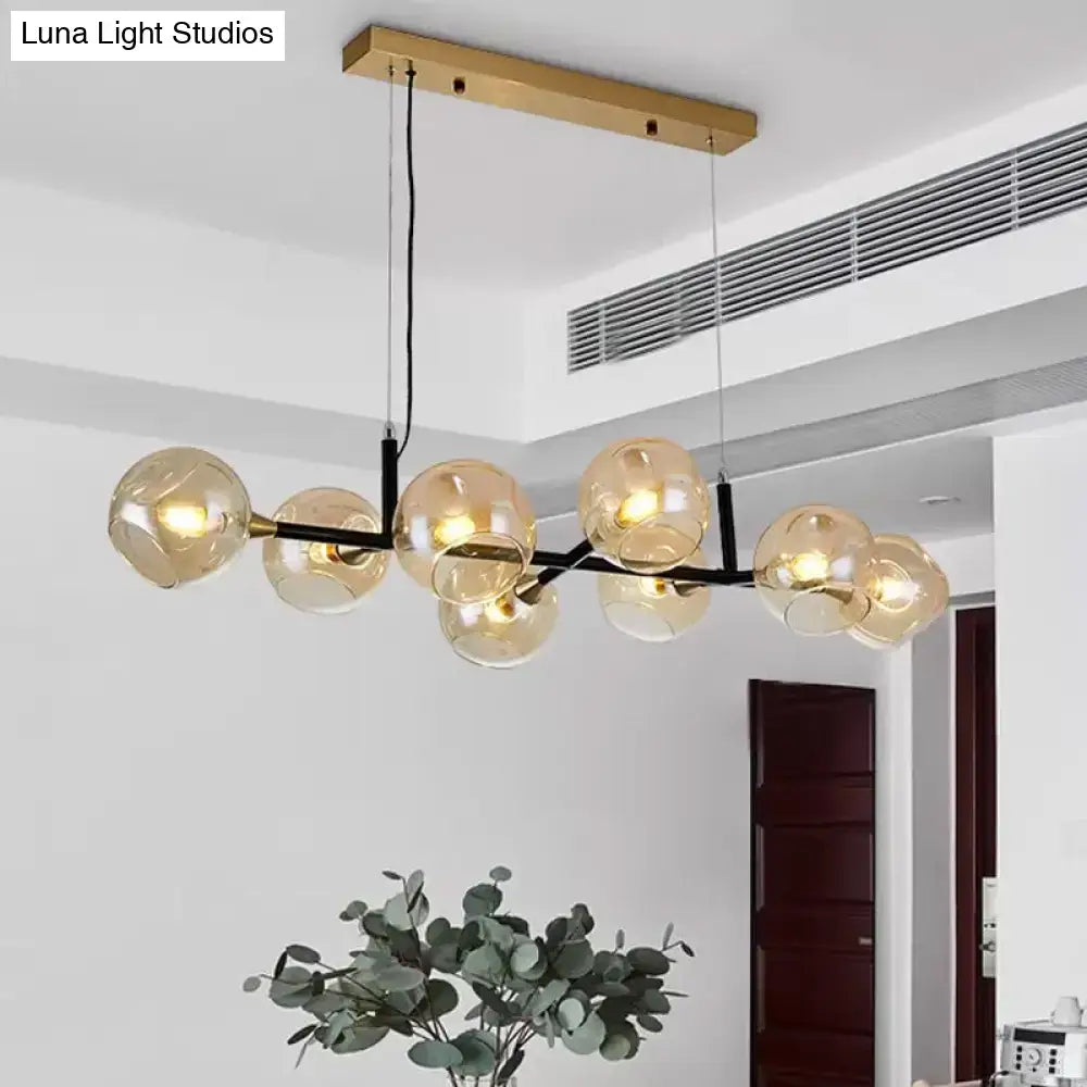 Postmodern black and amber ball island lighting glass chandelier