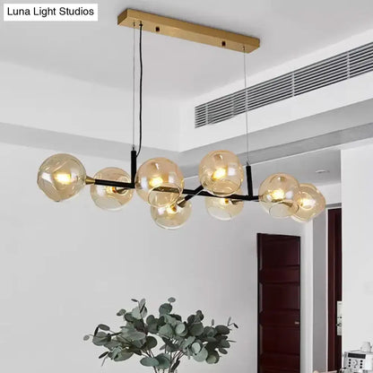 Postmodern black and amber ball island lighting glass chandelier