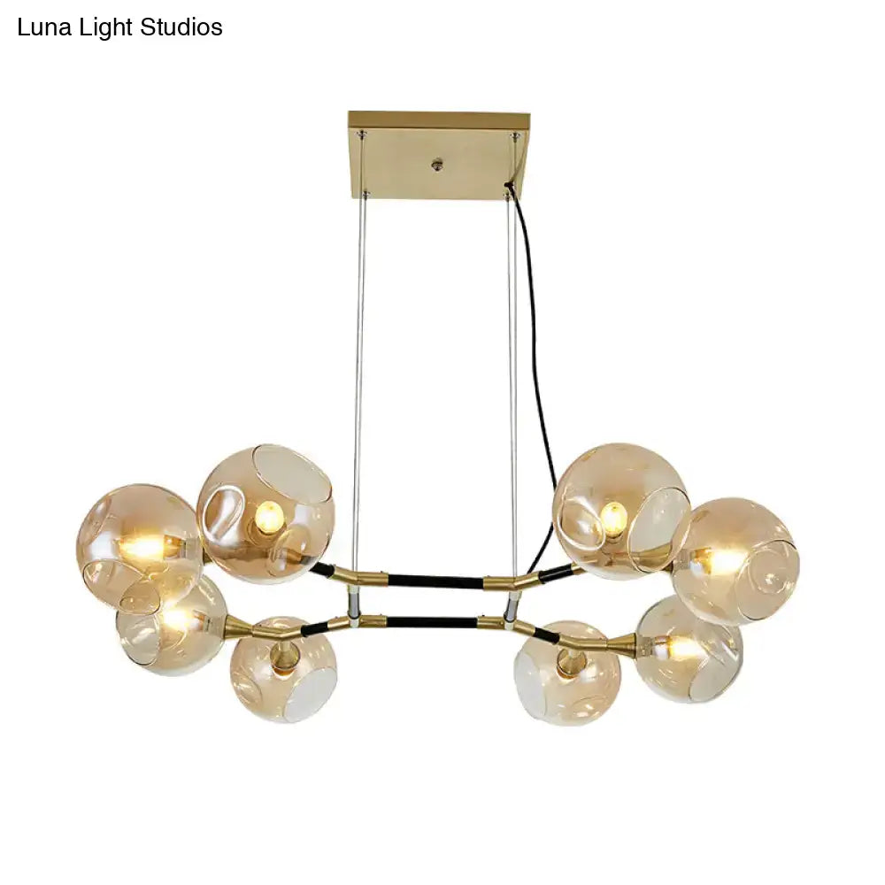 Postmodern black and amber ball island lighting glass chandelier