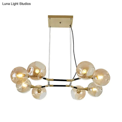 Postmodern black and amber ball island lighting glass chandelier