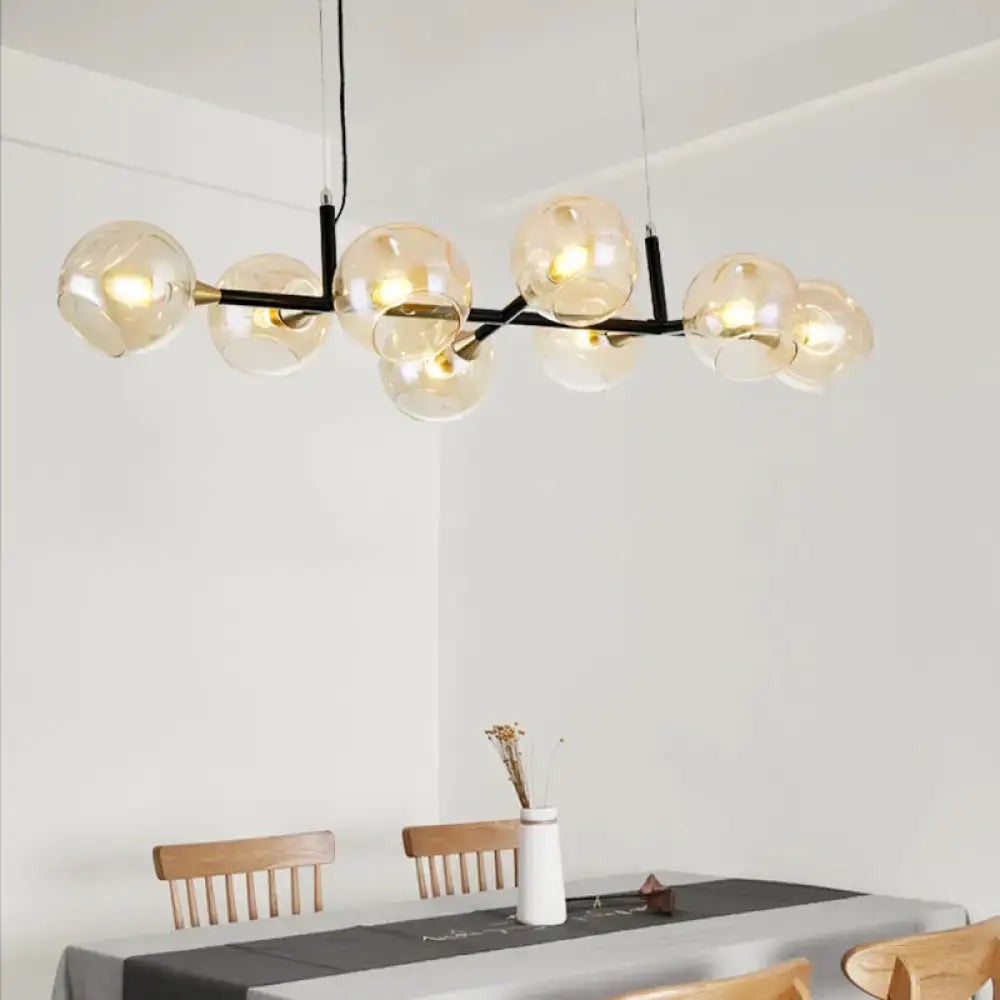 Postmodern black and amber ball island lighting glass chandelier