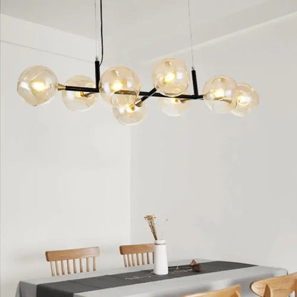 Postmodern black and amber ball island lighting glass chandelier