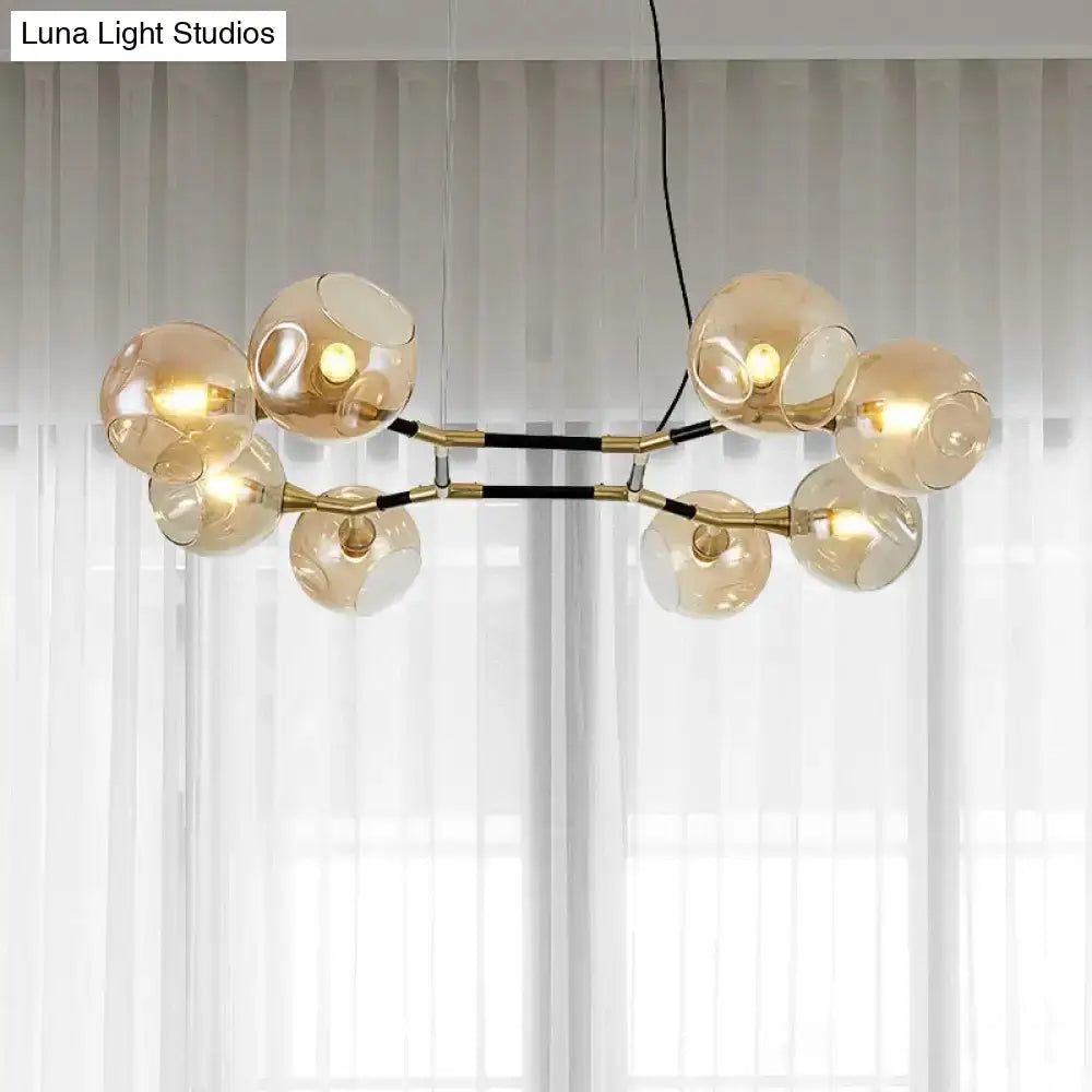 Postmodern black and amber ball island lighting glass chandelier