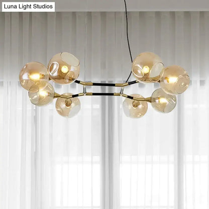 Postmodern black and amber ball island lighting glass chandelier