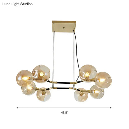 Postmodern black and amber ball island lighting glass chandelier