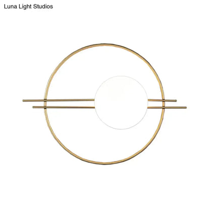 Postmodern black & brass sconce light with white glass bedroom lamp