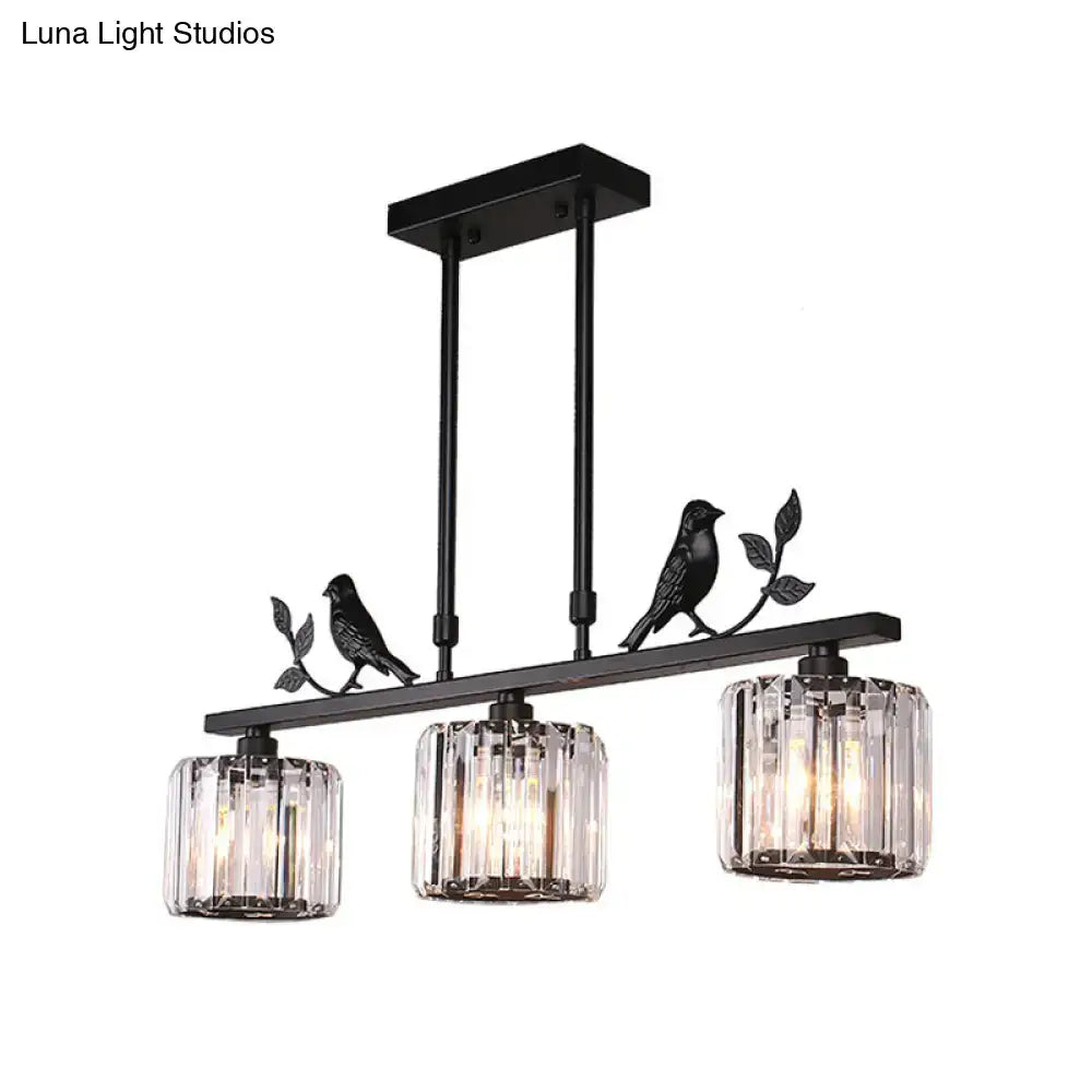 Postmodern black & gold crystal hanging island light kitchen pendant