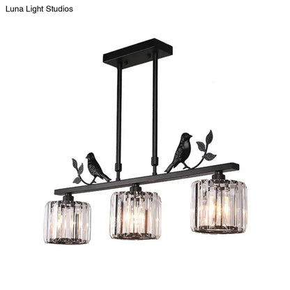 Postmodern black & gold crystal hanging island light kitchen pendant