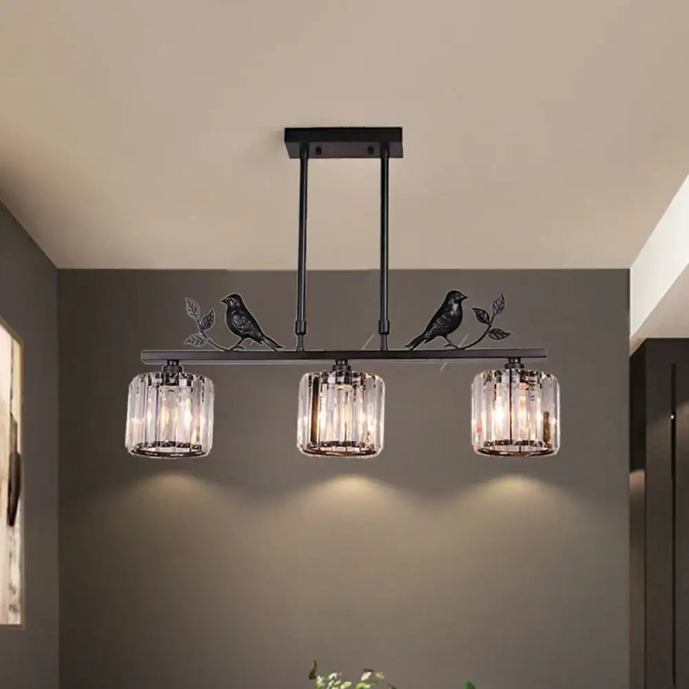 Postmodern black & gold crystal hanging island light kitchen pendant