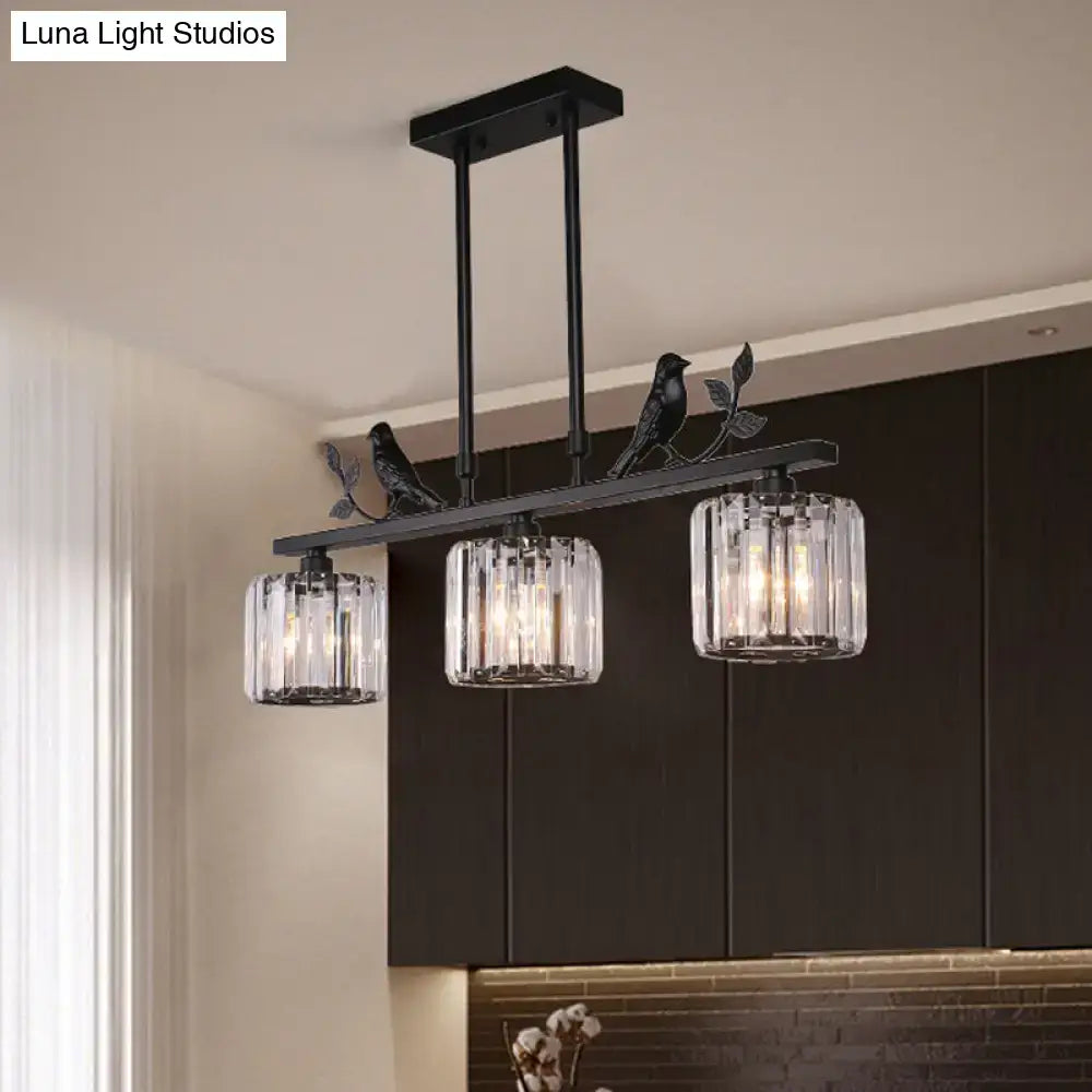 Postmodern black & gold crystal hanging island light kitchen pendant