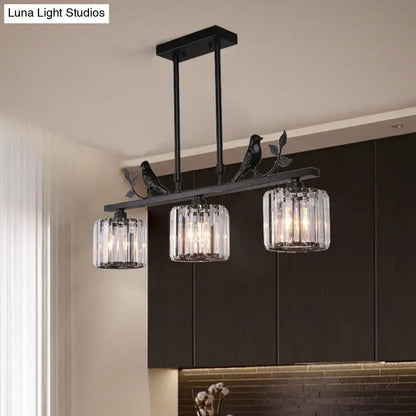 Postmodern black & gold crystal hanging island light kitchen pendant