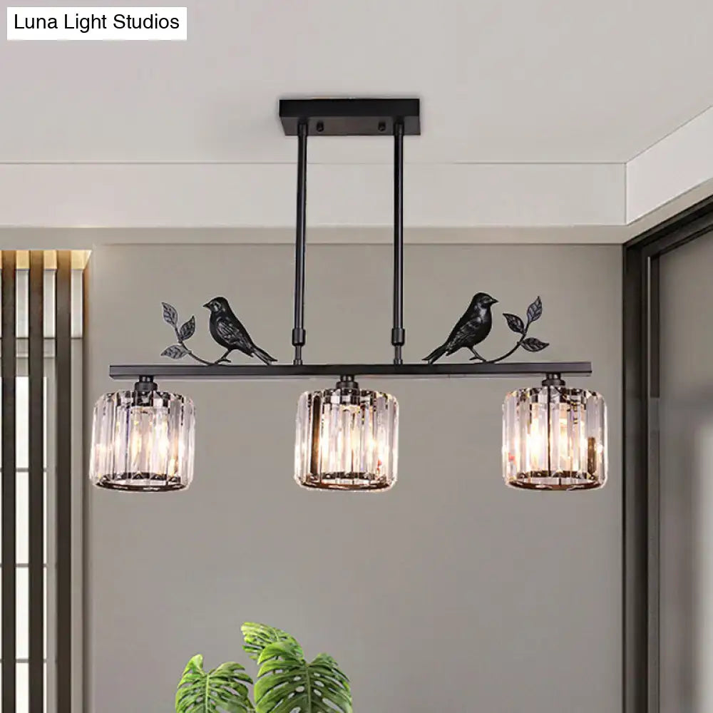 Postmodern black & gold crystal hanging island light kitchen pendant