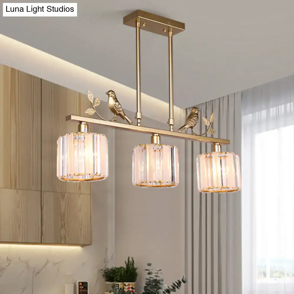 Postmodern black & gold crystal hanging island light kitchen pendant