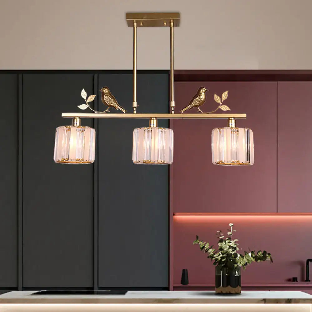 Postmodern black & gold crystal hanging island light kitchen pendant