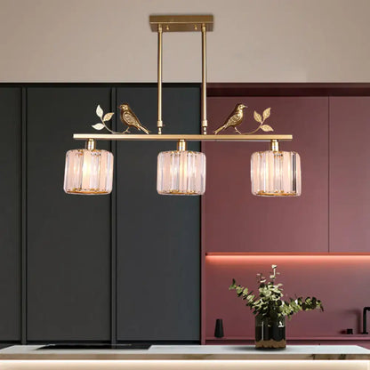Postmodern black & gold crystal hanging island light kitchen pendant
