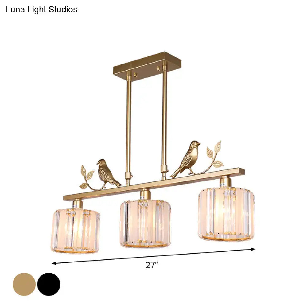 Postmodern black & gold crystal hanging island light kitchen pendant
