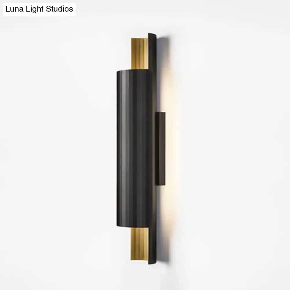 Postmodern black & gold pipe shaped led wall mount – bedroom light