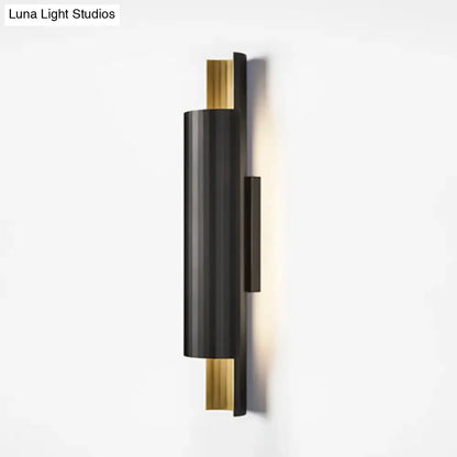 Postmodern black & gold pipe shaped led wall mount – bedroom light