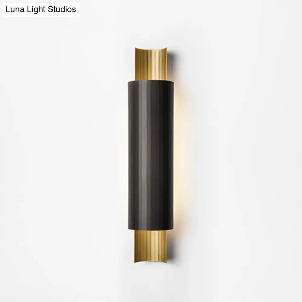 Postmodern black & gold pipe shaped led wall mount – bedroom light