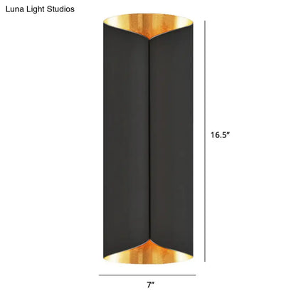 Postmodern black & gold roll metal wall lamp stairwell sconce