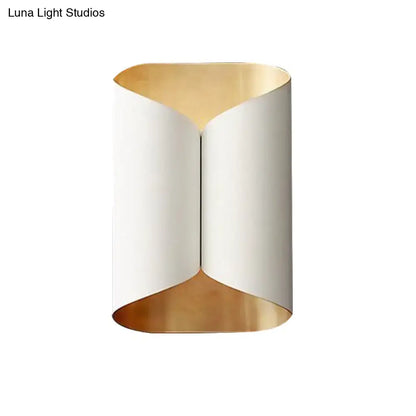 Postmodern black & gold roll metal wall lamp stairwell sconce