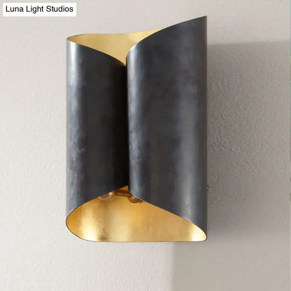 Postmodern black & gold roll metal wall lamp stairwell sconce