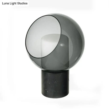 Postmodern black led table lamp bedroom globe smoked glass shade