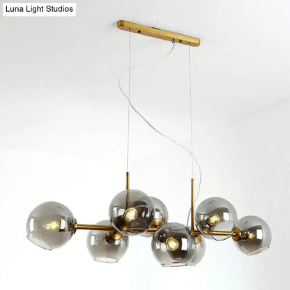Postmodern black metal 8 head clear smoke glass chandelier dining room