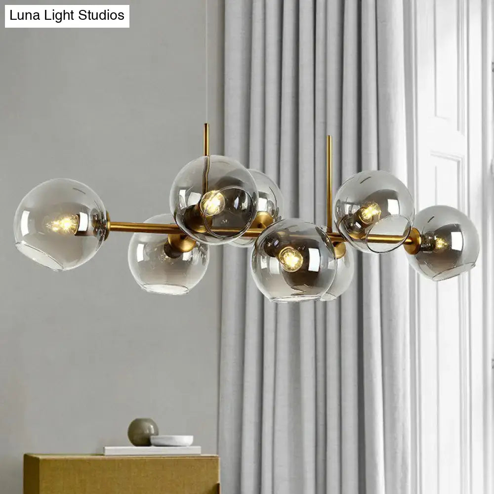 Postmodern black metal 8 head clear smoke glass chandelier dining room