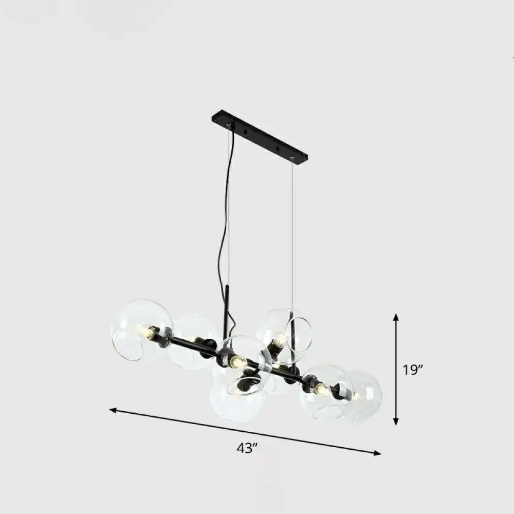 Postmodern black metal 8 head clear smoke glass chandelier dining room