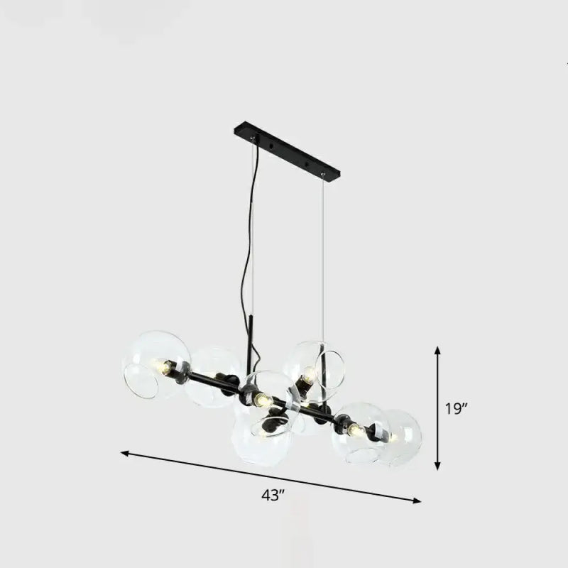 Postmodern black metal 8 head clear smoke glass chandelier dining room