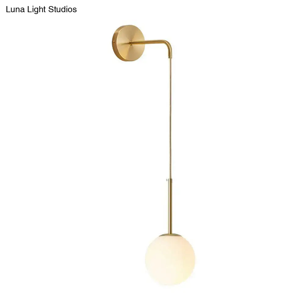 Postmodern black wall lamp with frosted glass globe for bedroom