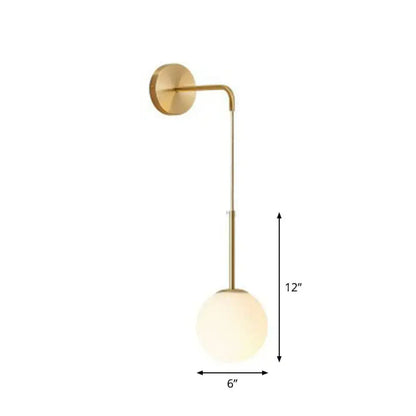 Postmodern black wall lamp with frosted glass globe for bedroom