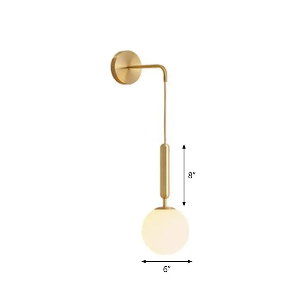 Postmodern black wall lamp with frosted glass globe for bedroom